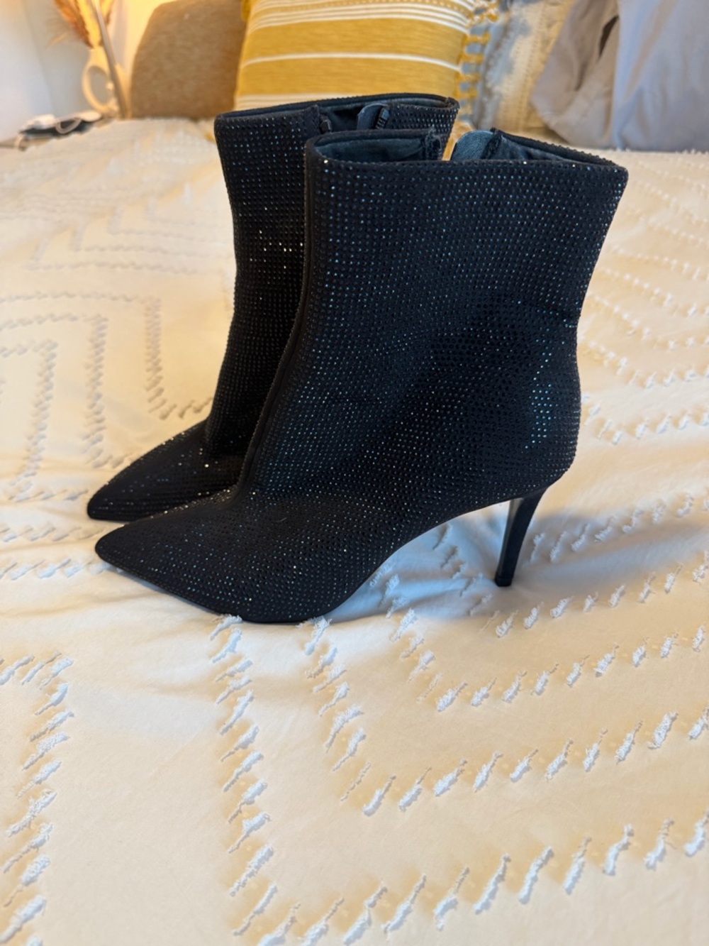 Express Black Sparkle Pointed-Toe Stiletto Booties